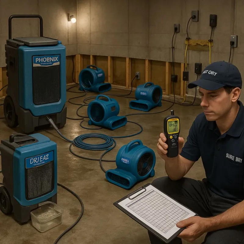 Structural Drying and Dehumidification process in Kings Mountain, NC